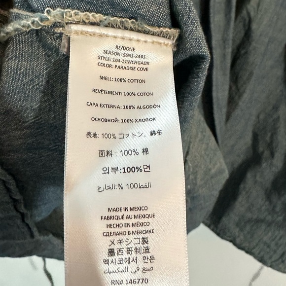 323. RE/DONE x PAM Women's XS Blue Chambray Corset Mini Dress Sleeveless - Picture 6 of 6